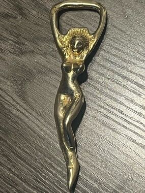 Vintage Brass Nude Lady Bottle Opener Figural Woman Barware MCM Decor India